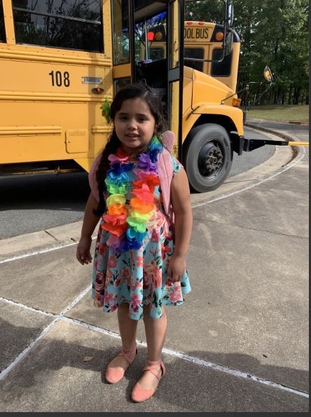 Girl Wearing Hawaiian Outfit for Drug Prevention Week