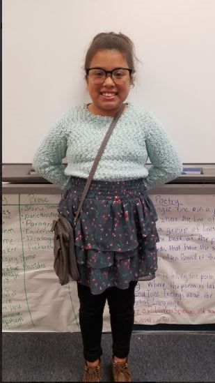 A student dressed like she is 100 years old