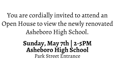 Asheboro City Schools Announces Ribbon Cutting and Open House for Asheboro High School