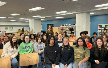 Students with teacher Mrs. Columbia