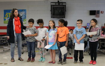 McCrary Elementary students share information about their zoo projects. 