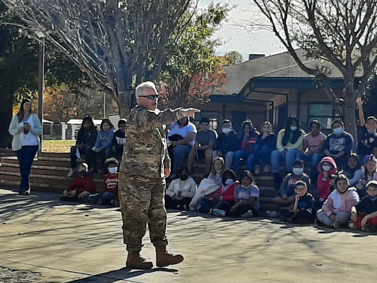 Major Howie Speaking to the Fourth Graders.
