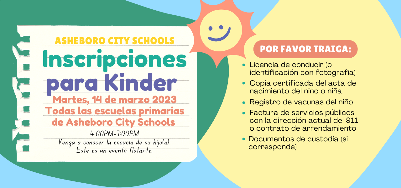 Flyer for kindergarten registration in Spanish