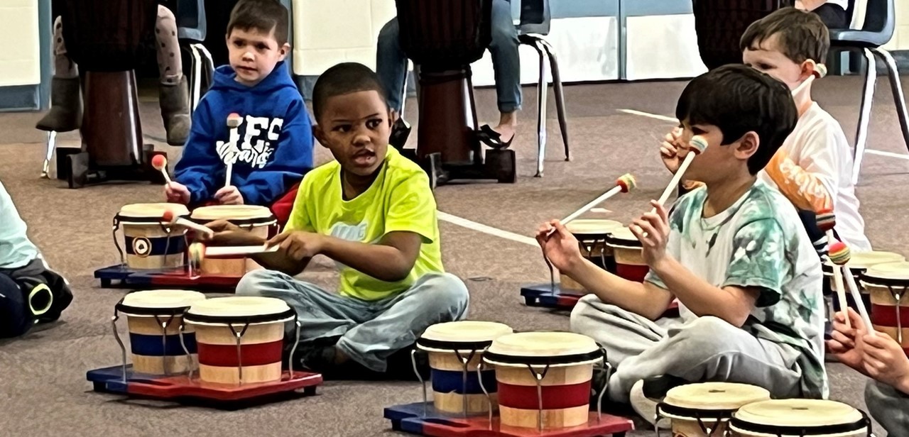 Kindergarteners Drumming