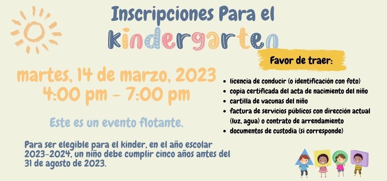 Kindergarten registration info Spanish