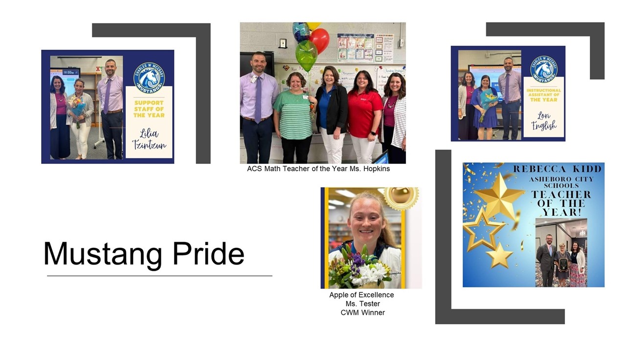 Collage of 5 pictures showing staff members who have been recognized as: Ms. Kidd-ACS District Teacher of the year, Ms Tester, McCrary winner Apple of Excellence, Ms. English McCrary&#39;s Instructional assistant of the year , Ms. Tzintzun McCrary&#39;s support staff of the year, Ms. Hopkins, District math teacher of the year.
