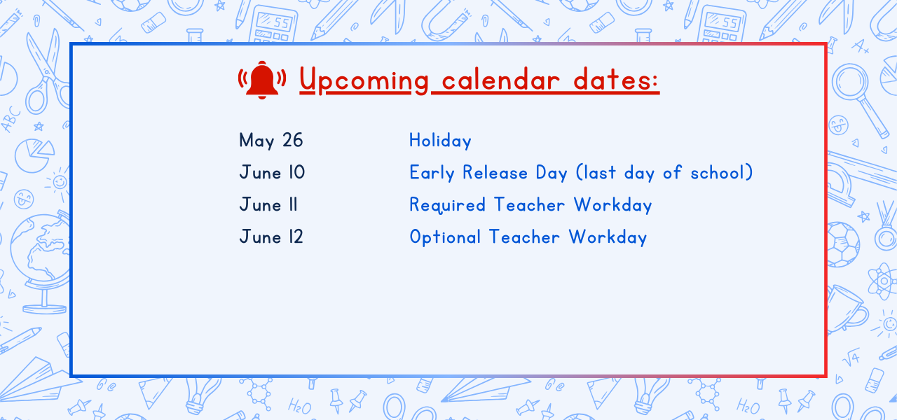Calendar dates listed